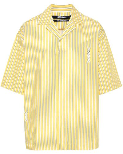 Jacquemus Striped Polo Cotton Shirt - Yellow
