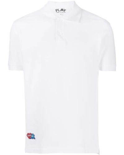 COMME DES GARÇONS PLAY Logo-appliqué Cotton Polo Shirt - White