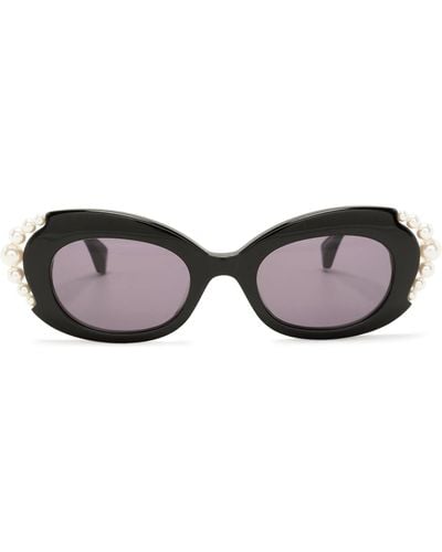 Vivienne Westwood Pearl-Detailing Oval-Frame Sunglasses - Multicolour