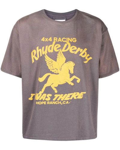 Rhude Derby Logo-print T-shirt - Gray