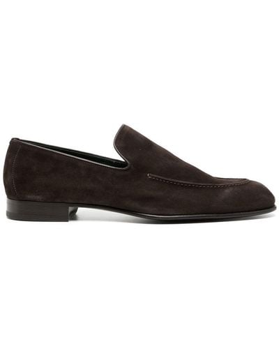 Brioni Pointed-toe Suede Loafers - Black