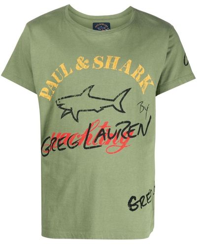 Greg Lauren Logo-print Cotton T-shirt - Green