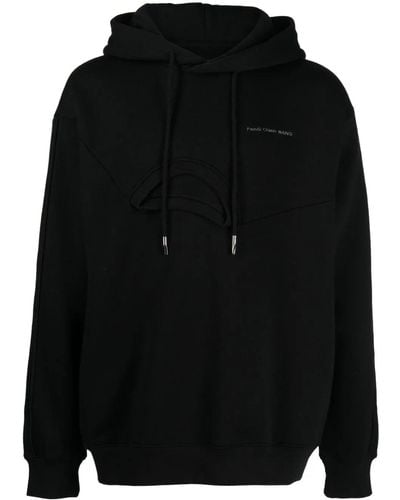 Feng Chen Wang Logo Embroidered Layered Detail Hoodie - Black