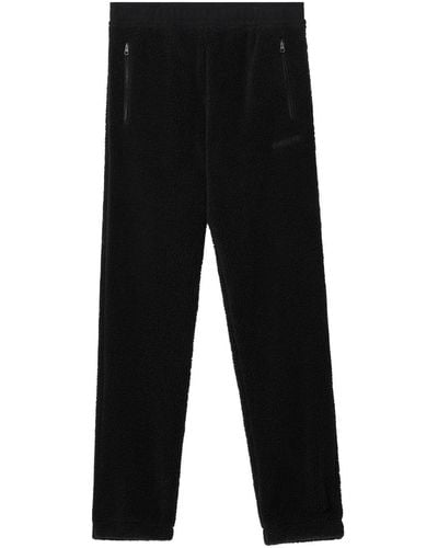 Burberry Embroidered-logo Fleece Track Pants - Black