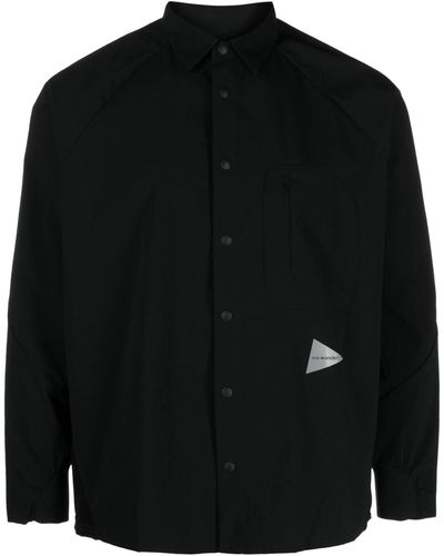 and wander Logo-patch Spread-collar Shirt - Black