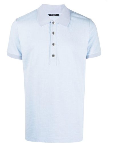 Balmain Logo-embroidered Polo Shirt - Blue