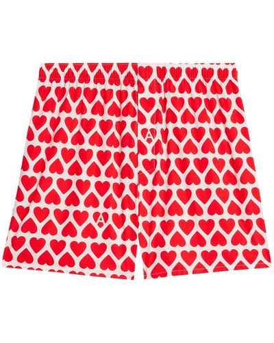 Ami Paris All-over Heart-print Boxers - Red
