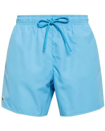 Lacoste Logo-Embroidered Swim Shorts - Blue