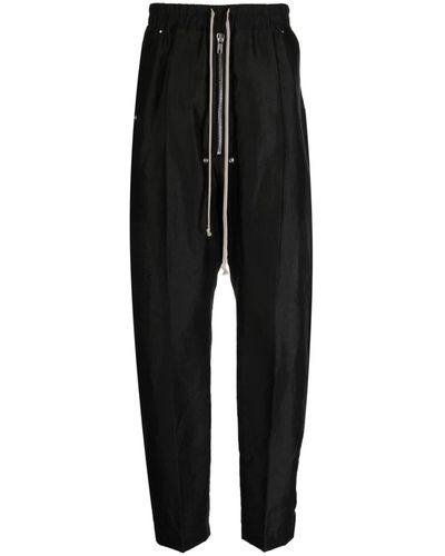 Rick Owens Linen-blend Drop-crotch Trousers - Black