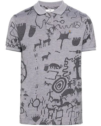 Vivienne Westwood Graphic-Print Polo Shirt - Grey