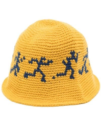 Kidsuper Running Guys Crochet Bucket Hat - Yellow