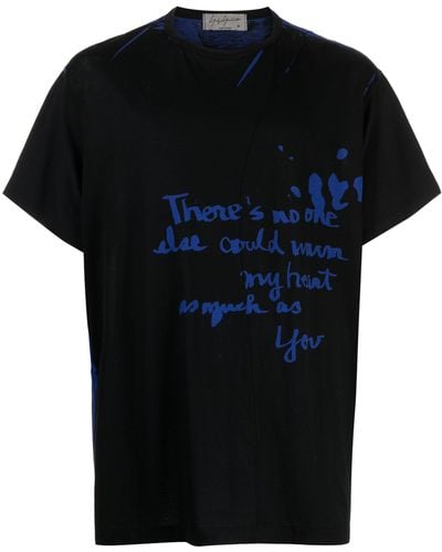 Yohji Yamamoto Text-print Crew-neck T-shirt - Black