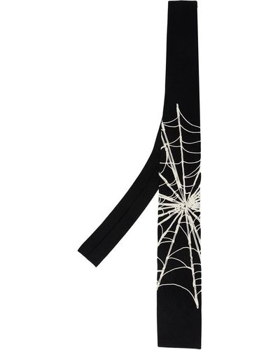 Yohji Yamamoto Spider Web-detail Knitted Tie - Black