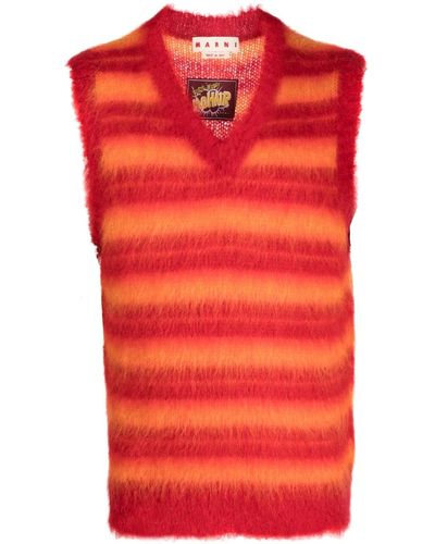 Marni Brushed-mohair Striped Vest - Red