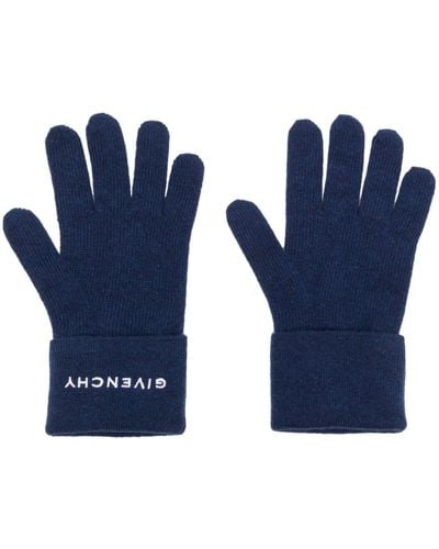 Givenchy Intarsia-knit Logo Gloves - Blue