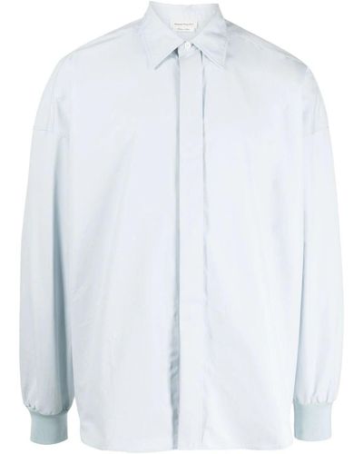 Alexander McQueen Ribbed-cuff Silk-blend Shirt - White