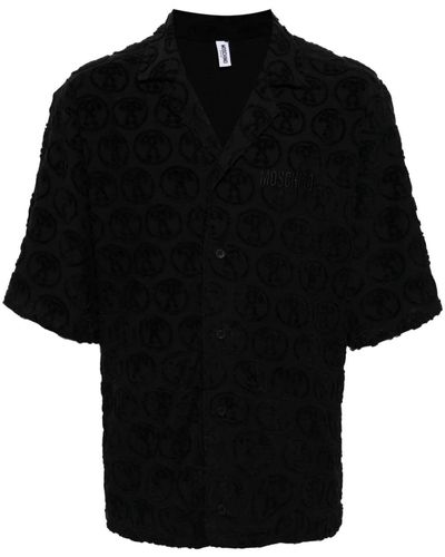 Moschino Logo-embroidered Cotton-blend Shirt - Black