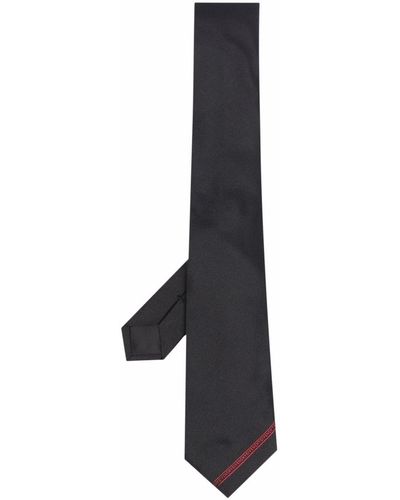 Givenchy Logo Embroidered Silk Tie - Black