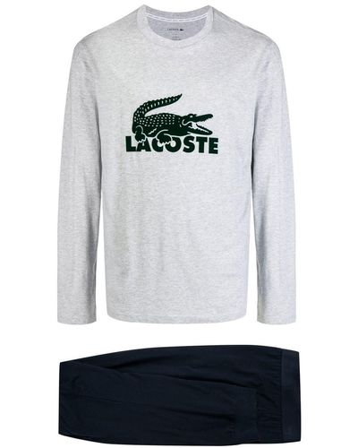 Lacoste Logo-print Pajama Set - Gray