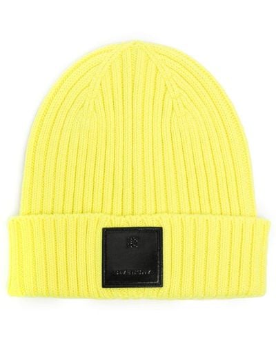 Givenchy Logo-patch Wool Beanie - Yellow