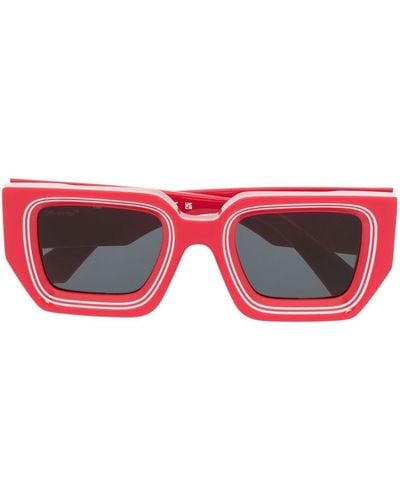 Off-White c/o Virgil Abloh Logo-print Square-frame Sunglasses - Red