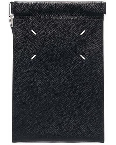 Maison Margiela Four-stitch Leather Phone Pouch - Men's - Calf Leather - Black
