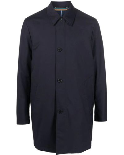 Paul Smith Classic-Collar Cotton Trench-Coat - Blue