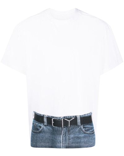 Y. Project Trompe L'Oeil Belt-Print T-Shirt - White