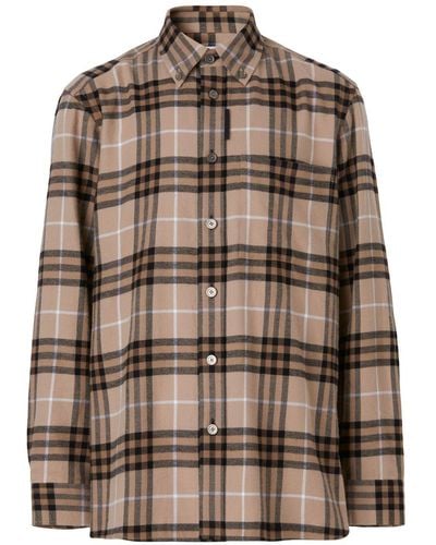 Burberry Check-pattern Flannel Shirt - Brown