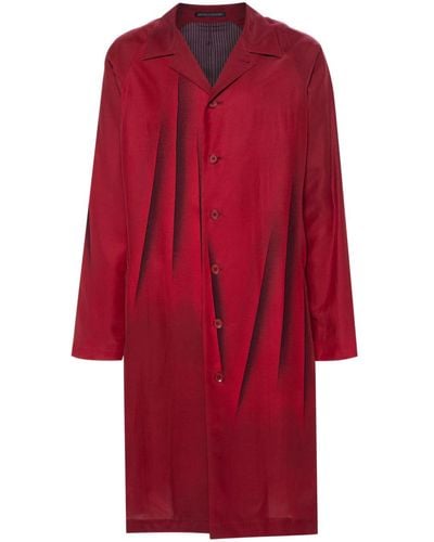 Yohji Yamamoto Abstract-print Silk Coat - Red