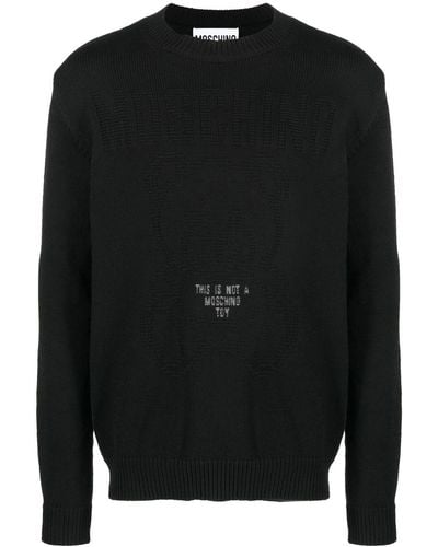 Moschino Tonal Teddy Bear-motif Cotton Sweater - Black