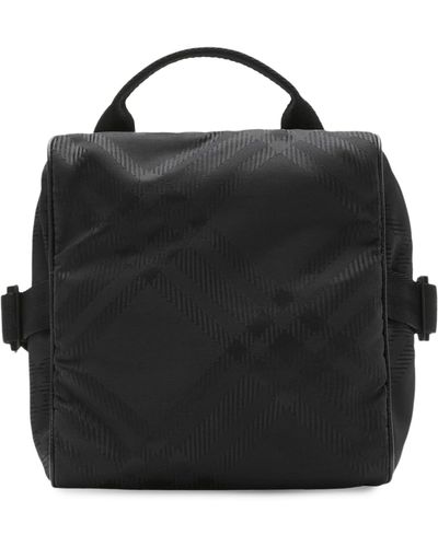 Burberry Check-Pattern Zipped Messenger Bag - Black