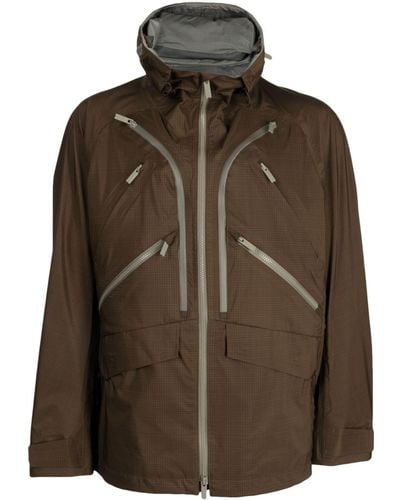 White Mountaineering Zip-up Plaid Hooded Jacket - Brown