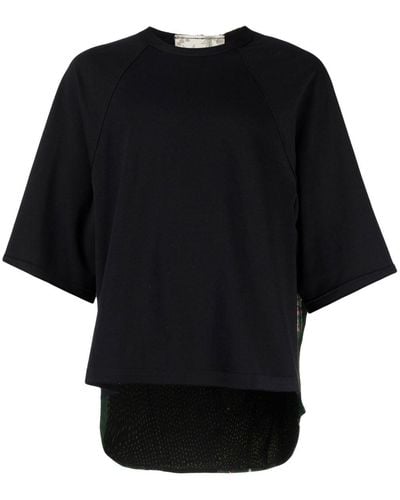 By Walid Floral Embroidery Cotton T-shirt - Black