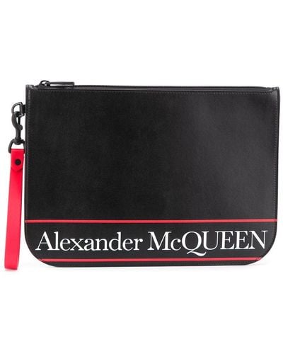 Alexander McQueen Logo Detail Flat Leather Pouch - Black