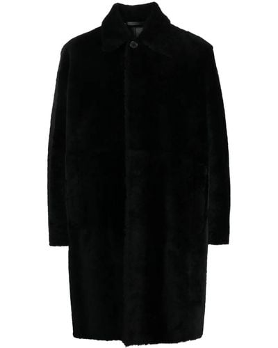 Paul Smith Single-breasted Leather Coat - Black