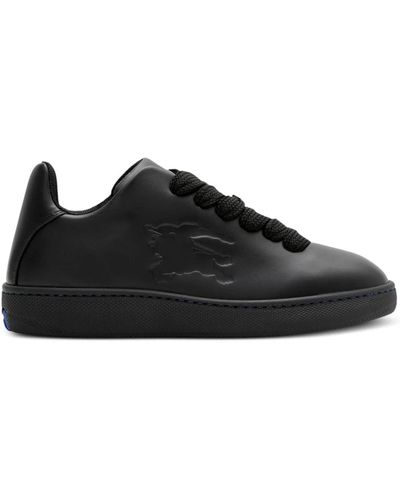 Burberry Box Logo-Embossed Leather Trainers - Black