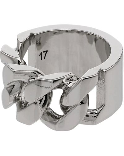 Alexander McQueen Identity Chain-Detail Ring - Gray