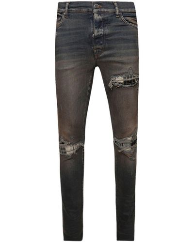 Amiri Mx1 Plaid-detail Skinny Jeans - Grey