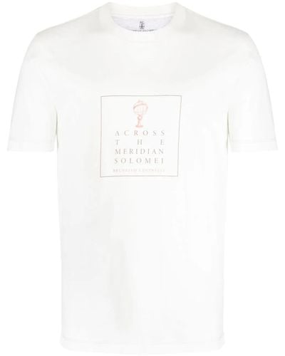 Brunello Cucinelli Graphic-print Cotton T-shirt - White
