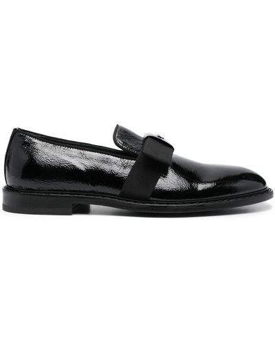 Moschino Logo Plaque Bow-detail Loafers - Black