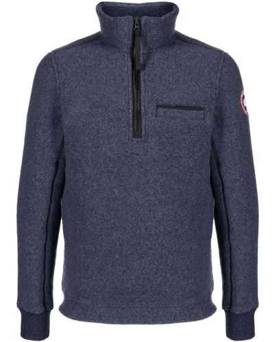Canada Goose Logo-print High-neck Sweatshirt - Blue