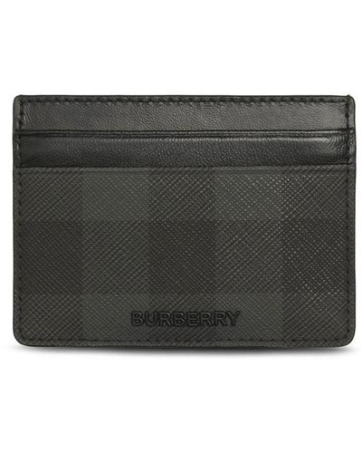 Burberry Check-pattern Leather Cardholder - Grey