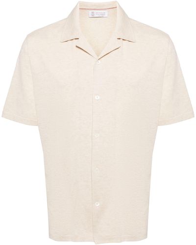 Brunello Cucinelli Short-Sleeve Cotton Shirt - White