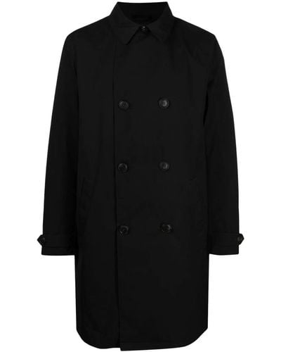 Emporio Armani Classic-collar Double-breasted Coat - Black
