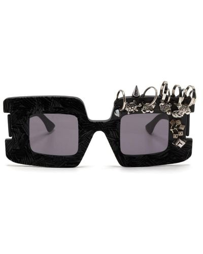 Kuboraum 3d Detailing Square-frame Sunglasses - Black