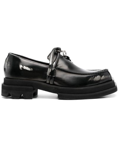 JORDANLUCA Lock-detail Calf-leather Loafers - Black