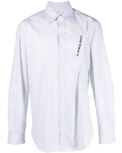 Y. Project Logo-embroidered Pinched Cotton Shirt - Blue