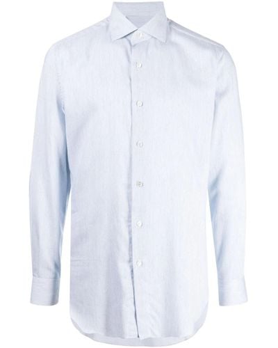 Brioni Striped Cotton-cashmere Blend Shirt - White