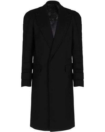 Balmain Touch-strap Wool-blend Coat - Black